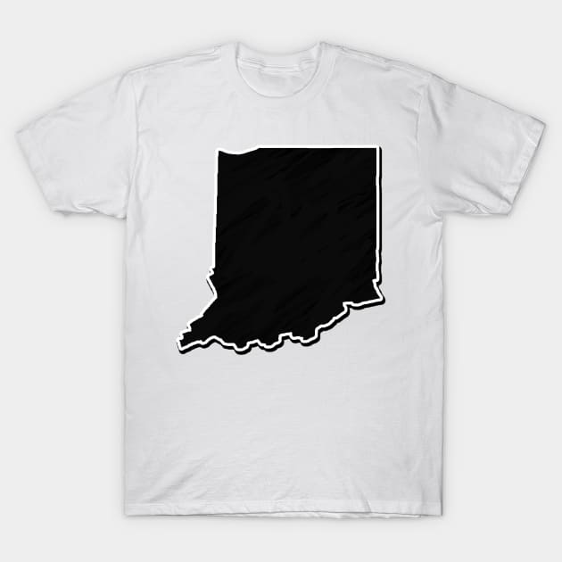 Black Indiana Outline T-Shirt by Mookle